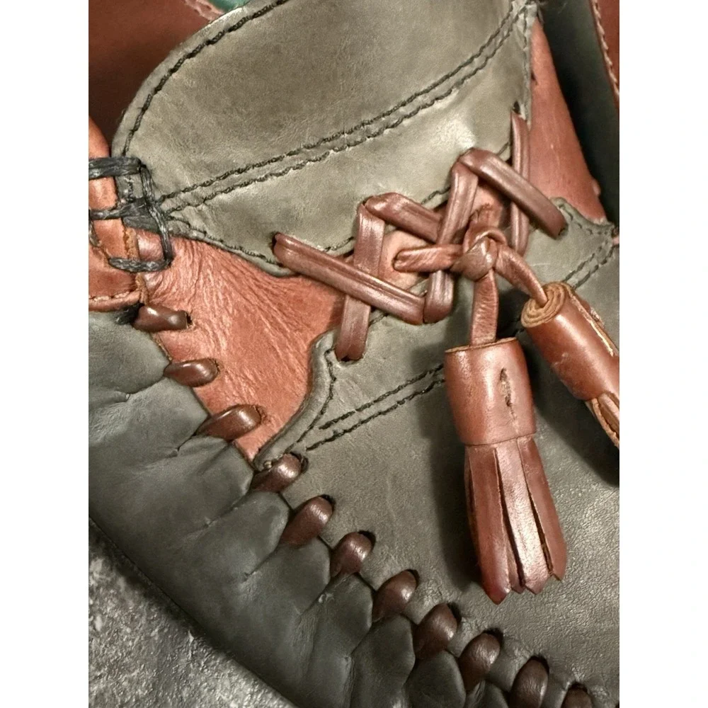 J. Murphy Men's Tassel Moc-Toe Loafer Slip-On Colorblock Gray Brown Sz 8M